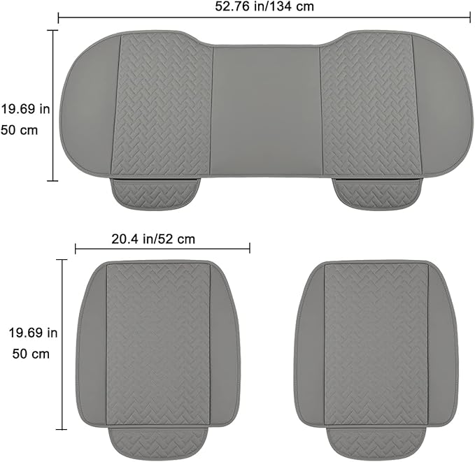 West Llama Full Set Car Seat Covers for Front and Rear Bottom Seats Only, Luxury PU Leather Car Seat Pads Protectors Waterproof and Wear-Resistant,Gray
