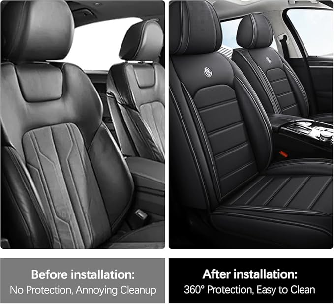 for Toyota Highlander 2006-2026 Seat Covers,Waterproof,Abrasion-Resistant PU Leather 2PCS Front Seat Cover(Classic Black)