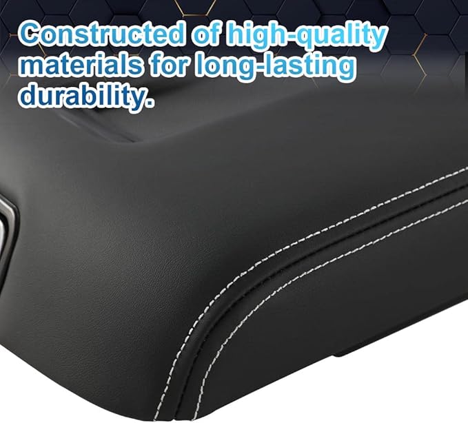 PIT66 Center Console Armrest Lid Compatible with Chevy Tahoe/Suburban/GMC Yukon/Yukon XL 2015-2019 Console Cover Armrest Lid Brown 0227083AA L0227083AA Black