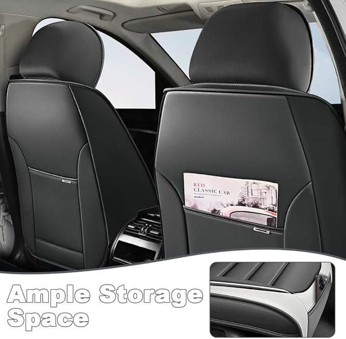 5 Seat Covers Fit for Acura Integra 2023-2026, Waterproof Premium Leather Automotive Accessories Seat Protectors Seat Cushions Wear-Resistant Car Seat Covers(Gray&White,Full Set)