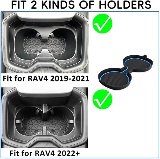 Auovo 3D Cup Holder Inserts for Toyota RAV4 Accessories 2025 2024 2023 2022 2021 2020 2019 Silicone Center Console Cup Holder Coaster Liner Mat Pad Interior Trims (Blue, 2pcs kit)