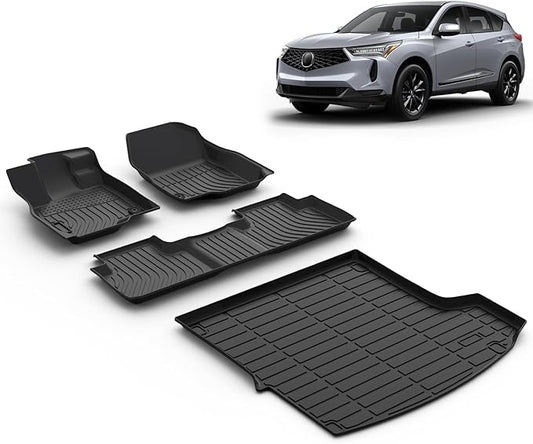 All Weather Car Floor Mats & Cargo Liner Set Fit for Acura RDX 2019 2020 2021 2022 2023 2024 2025 Floor Liners Trunk Liner RDX Cargo Mat Accessories Black