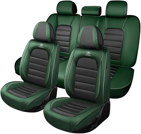 5 Seat Covers Fit for Acura Integra 2023-2026, Waterproof Premium Leather Automotive Accessories Seat Protectors Seat Cushions Wear-Resistant Car Seat Covers(Black&Green,Full Set)