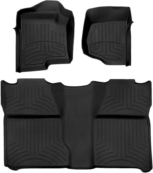 Weathertech FloorLiner HP Custom Fit Floor Mats for Chevrolet Silverado, Silverado 2500HD/3500HD, Silverado 1500-1st & 2nd Row (44066-1-0IM), Black