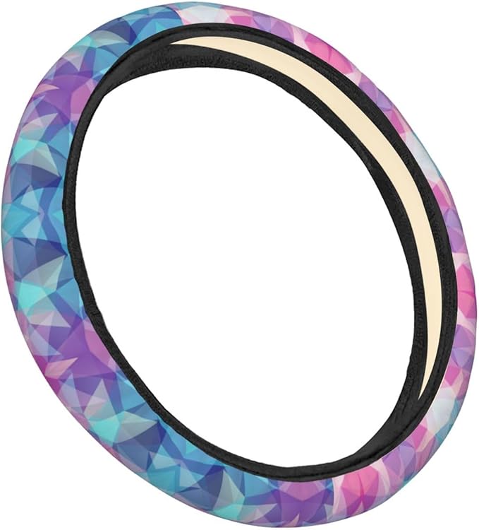Dujiea Background of Geometric Shapes Elastic Stretch Steering Wheel Cover, Anti-Slip and Durable Car Steering Wheel Accessories for Women Men, 15 Inch Universal Fit Car, Truck, SUV
