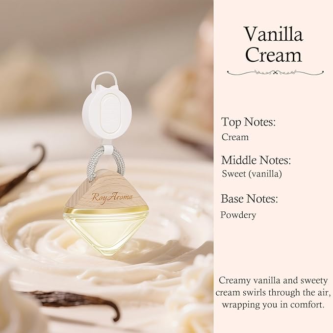 Vanilla Car Air Fresheners Long Lasting, Hanging Car Fresheners for Women & Men, Luxury Perfume Essential Oil Cars Diffuser | Adjustable Rope Auto Air Freshener