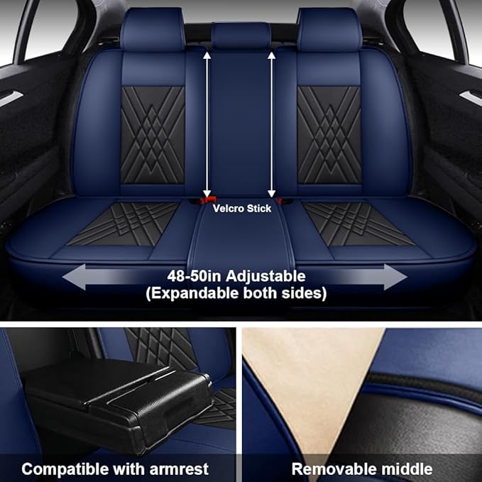 Seat Covers Fit for Subaru Crosstrek 2016-2026 Nappa Leather Waterproof Breathable Car Seat Cover, Easy to Install Airbag Compatibility,Auto Interior Accessories(Full Set with Pillow, Black Blue)