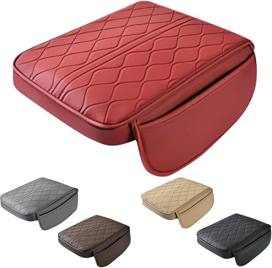 Auto Armrest Box Cover, 2025 New Universal Style Memory Cotton Car Armrest Box Pad, Leather Car Armrest Box Pad, Upgrade Universal Style Memory Cotton Cars Boxes Pad (Red)