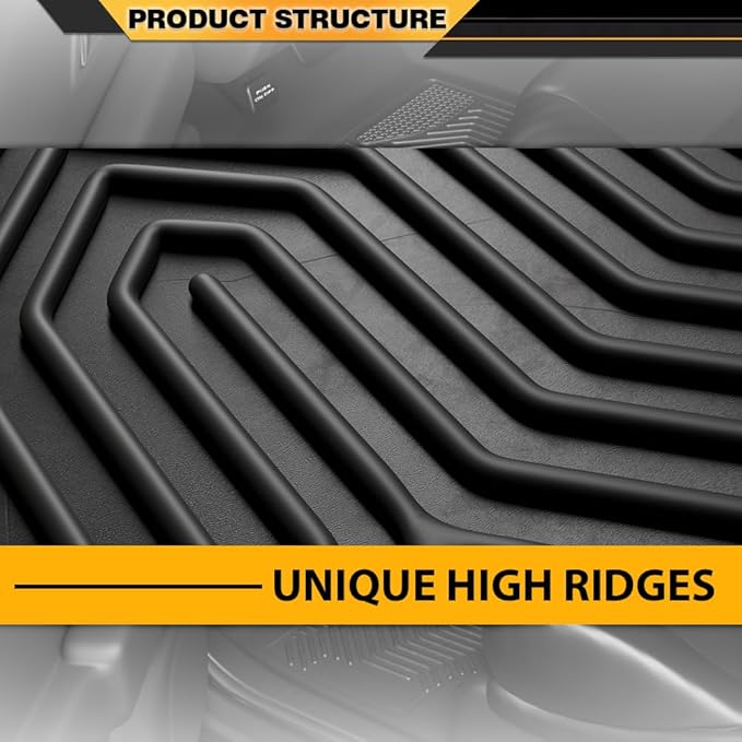 TPE Floor Mats Cargo Mats, Compatible with Santa Fe Sport 2013-2018 (Fits 5-Passenger Model Only), 1st & 2nd Row 3PCS, All Weather Full Cover Protection, Black Cargo Liner Interior Accessories