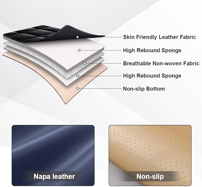 Seat Covers Fit for Subaru Crosstrek 2016-2026 Nappa Leather Waterproof Breathable Car Seat Cover, Easy to Install Airbag Compatibility, Auto Interior Accessories(Full Set, Black Blue)