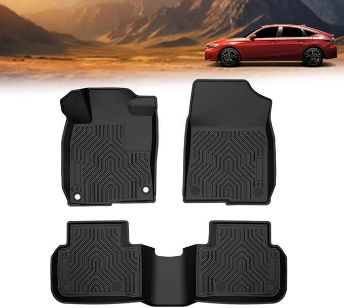 ANDPLAY TPE Floor Mats Liners Compatible with Honda Civic 2022-2025/ Acura Integra 2023 2024 2025（Fit Rear Seats Wthout USB Ports） All Weather Protection Black Floor Liners alfombras para carro
