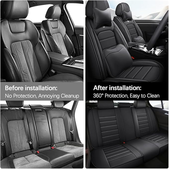 for Toyota Highlander 2006-2026 Seat Covers,Waterproof,Abrasion-Resistant PU Leather Full Set Seat Cover(Luxury Classic Black)
