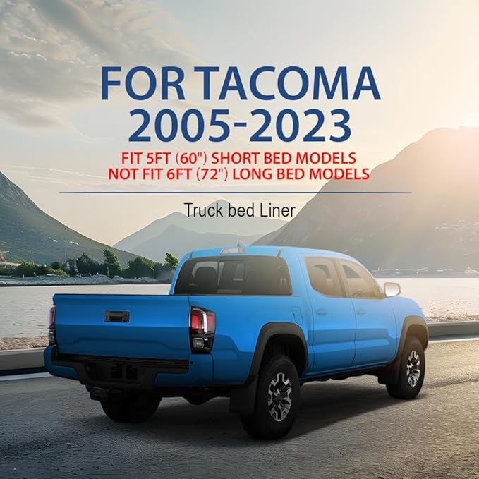 DOTCOM TPE Truck Bed Mat Compatible with Toyota Tacoma 2005-2023/Fit 5ft (60") Short Bed Models, Not Fit 6ft (72") Long Bed Models,All Weather Protection Floor Liners,alfombras para carro 1PC