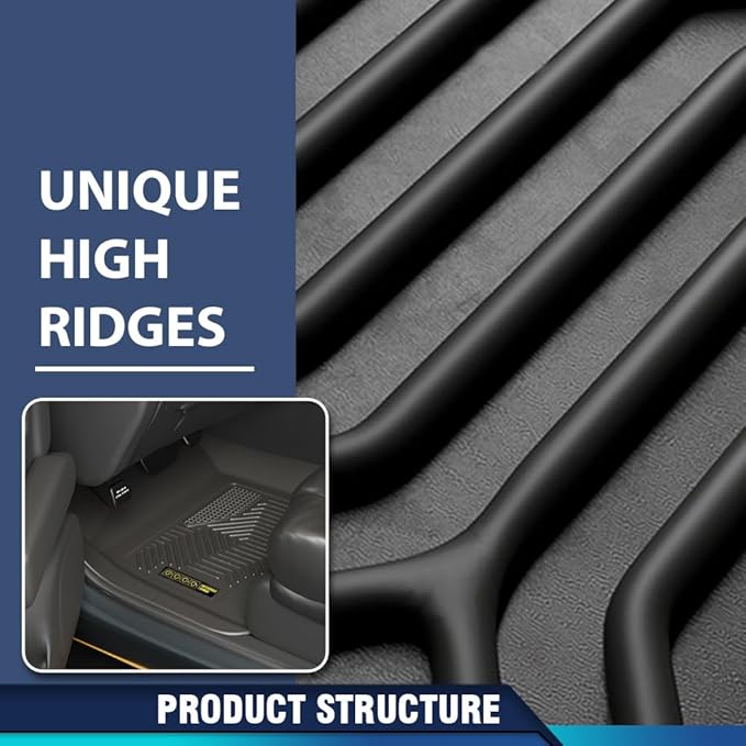 PIT66 Floor Mats Cargo Liners Compatible with Ford F150 Super Crew 2015-2025(Fit 22-24 Lightning Models) (Heavy Duty) 2-Piece Premium All Weather Automotive TPE Liners