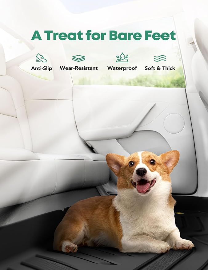 YHTAUTO Custom Fit Car Floor Mats for Tesla Model Y 2025-2020 (5-Seat), Not for Juniper, 1st & 2nd Row All Weather TPE Car Mats Carpet Liners, Anti-Slip Waterproof, Automatic Front Rear Mats for Car