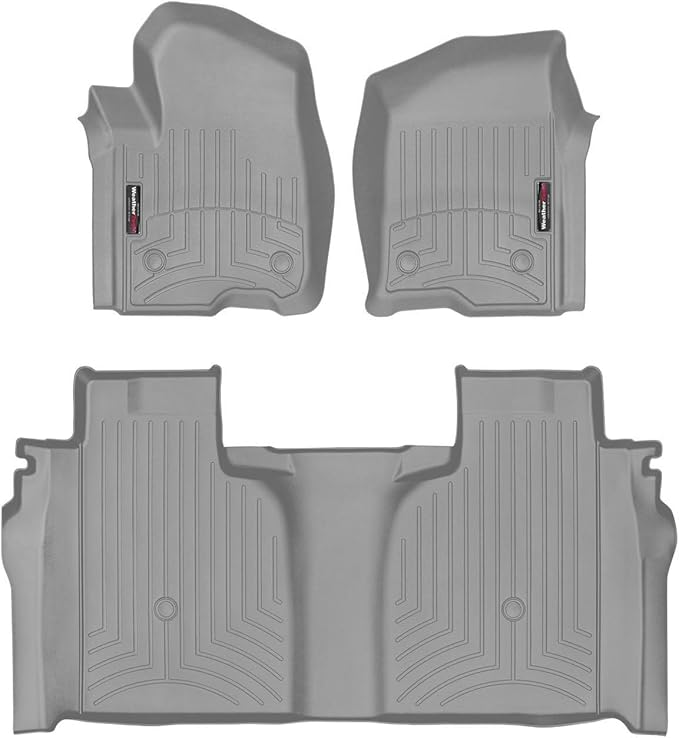 Weathertech Custom Fit FloorLiners for GMC Sierra 1500 Limited, Silverado 2500HD/3500HD, Silverado 1500-1st & 2nd Row (461436-1-2), Grey