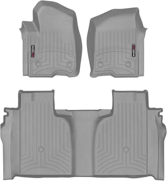 Weathertech Custom Fit FloorLiners for GMC Sierra 1500 Limited, Silverado 2500HD/3500HD, Silverado 1500-1st & 2nd Row (461436-1-2), Grey