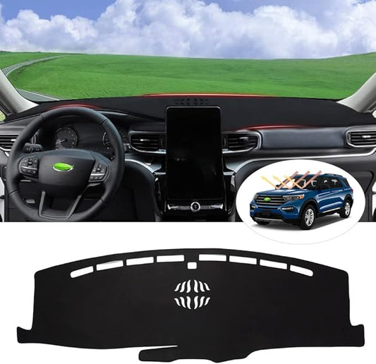 Autorder Dashboard Cover Mat for 2020-2024 2025 2026 Ford Explorer Accessories Dash Cover Flannel Dash Mat Sunshade Glare UV Rays Protector