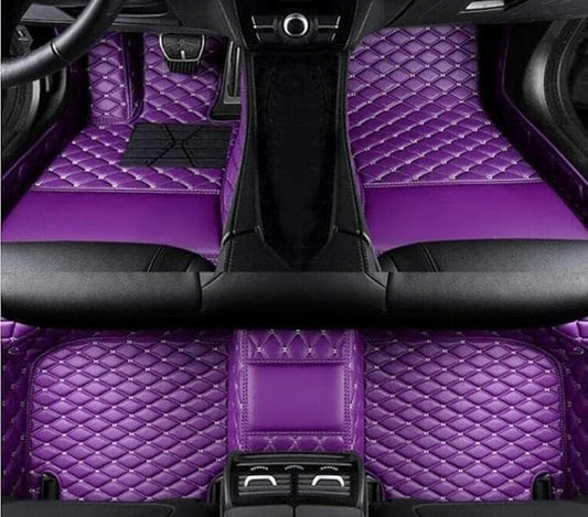 Errva Custom Personalized Floor Mats for Cars，Luxury Full Coverage All Weather Car Floor Mats，Anti-Slip Leather Car Mat Set ，Custom Floor Mats for 98.99% of Cars, Trucks & SUVs (purple1)