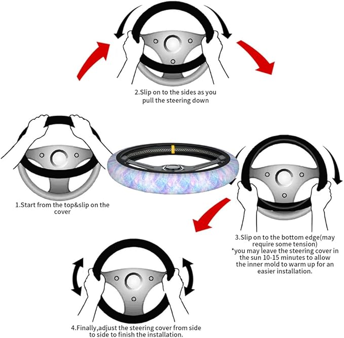 Swono Mermaid Bling Steering Wheel Cover Universal 15 Inch Beautiful Mermaid Scale Bling Purple Neoprene Car Steering Wheel Covers Stretchy Car Accessories for Women