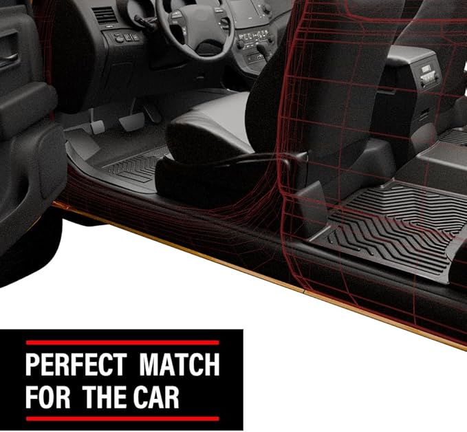 ANDPLAY TPE Floor Mats Liners Compatible with Chevy Silverado/GMC Sierra 1500 2500HD 3500HD Crew Cab 2014 2015 2016 2017 2018 2019 All Weather Protection Black Floor Liners alfombras para carro