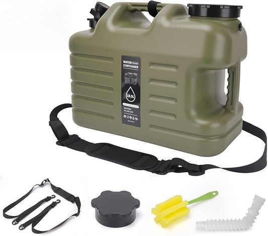 5 Gallon Camping Water Jug,Camping Water Container with Spigot,BPA-Free Military Green Portable Emergency Water Tank for RV Camp, Hiking, Outdoor Adventures & Disaster Preparedness