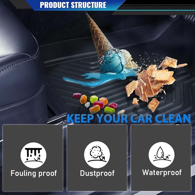 DOTCOM TPE Floor Mats Fit Honda Accord 2023 2024, All Weather Custom Fit Full Cover Protection 1st & 2nd Row Truck Mats Cargo Liner Accessories,alfombras para carro 3PCS