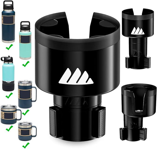 [Upgraded] Integral Ultimate Car Cup Holder Expander - Adjustable Base - Organizer & Expander for Vehicles - Compatible with Mugs, Yeti 14/24/36/46oz, Rambler, Hydro Flasks 32/40oz, 3.4"-4.0" Bottles