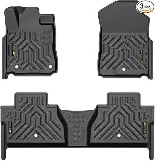 ANDPLAY TPE Floor Mats Liners Compatible with Toyota Tundra 2014 2015 2016 2017 2018 2019 2020 2021 (Only for CrewMax Cab) All Weather Protection Black Floor Liners alfombras para carro