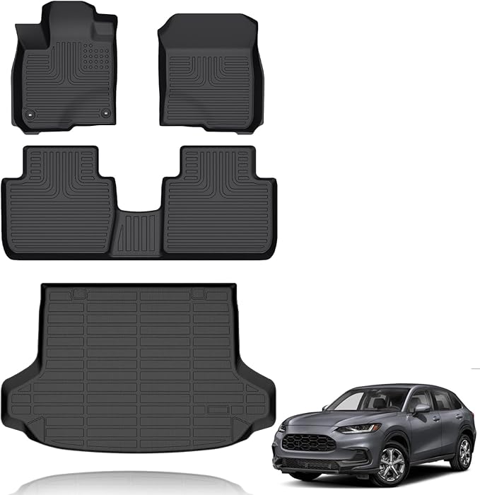 All Weather Car Floor Mats & Cargo Liner Set Fit for Honda HR-V Hybrid & HRV LX | Sport | EX-L 2023 2024 2025 2026 Floor Liners Trunk Liner HRV Cargo Mat Accessories Black