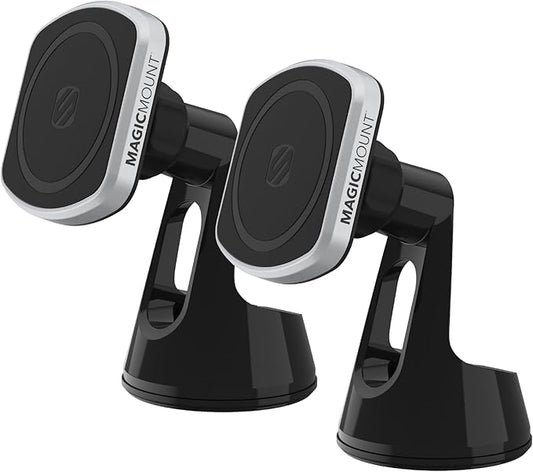 Scosche MP2ROWD MagicMount Pro2 MagSafe Car Dashboard/Windshield Suction Mount, Hands-Free Cell Phone Holder Compatible with iPhone 16/15/14/13/12 Series and More with MagicRing Adapter, Pack of 2