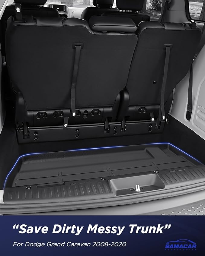 All Weather Floor Mats for Dodge Grand Caravan 2008-2021 Waterproof 7 Seats Anti-Slip Rubber Heavy Duty 3 Row Cargo Liner for Caravan SE/SXT/Crew Accessories 2019 2018 2017 2016 2015 2014 2013 2012