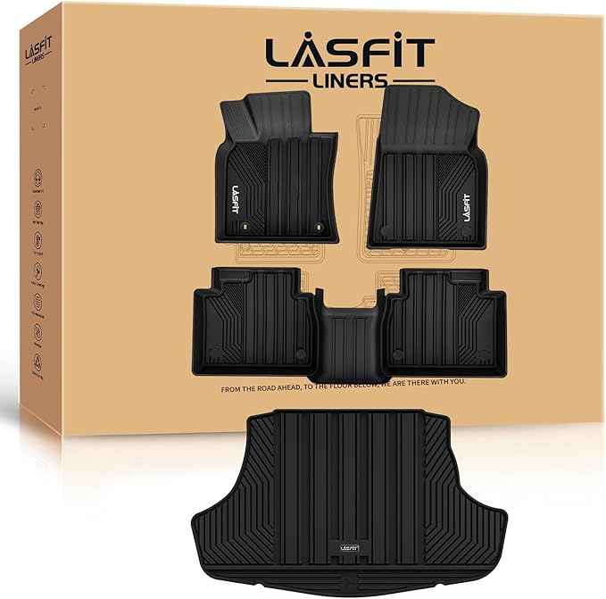 LASFIT Floor Mats&Trunk Mat for Toyota Camry 2018-2024 FWD Gas (Not for Hybrid or AWD), All Weather Custom Fit Floor Liner for Camry TPE Car Mats 1st & 2nd Row&Cargo Liner L/LE/SE/TRD/XLE/XSE, Black