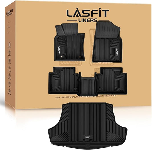 LASFIT Floor Mats&Trunk Mat for Toyota Camry 2018-2024 FWD Gas (Not for Hybrid or AWD), All Weather Custom Fit Floor Liner for Camry TPE Car Mats 1st & 2nd Row&Cargo Liner L/LE/SE/TRD/XLE/XSE, Black