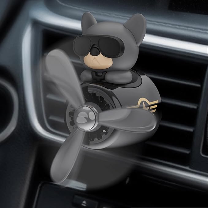 2 Pcs Pilot Car Air Freshener, Cute Duck Car Vent Clip Air Freshener Automotive Air Outlet Fan Diffuser, Automotive Interiors Vent Decoration (Dog+Bear)