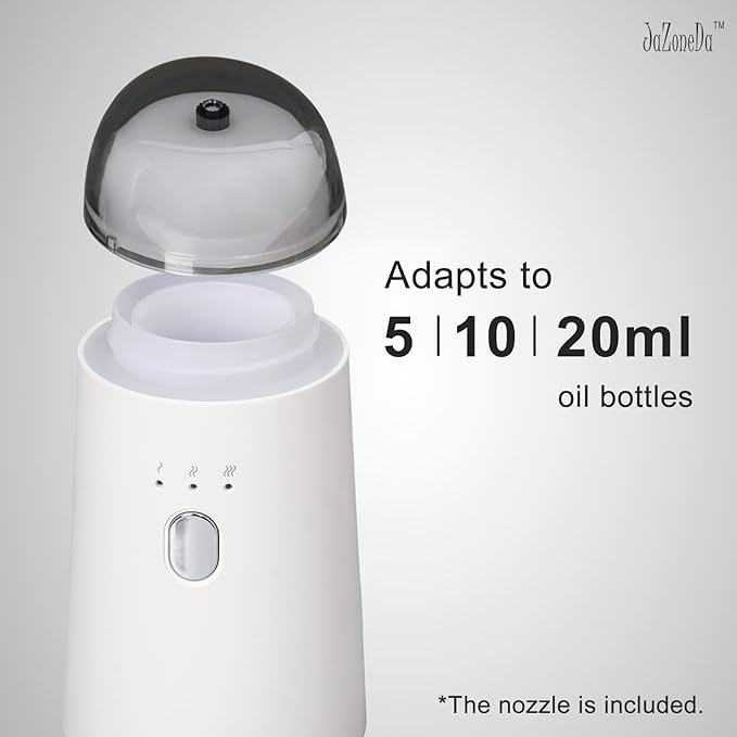 Waterless Diffuser for Essential Oil, Rechargeable Mini Aromatherapy Diffuser for Home & Car, Portable Cordless Design, Fits Car Cup Holder, 3 Mist Levels, 2-Hour Timer, Type-C Charging
