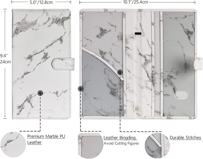 TOURSUIT Car Registration and Insurance Card Holder, Vehicle License Document Glove Box Compartment Organizer, Interior Car Accessories for Women Men Teens (Marble Grey)