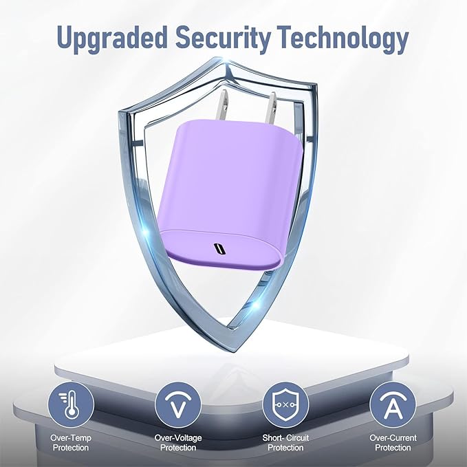 i Phone Charger Fast Charging 10 FT, 3-Pack 20W PD USB C Charger Block with i Phone 14 13 Charger Cable 10 Foot, Compatible with iPhone 14 Pro 13Pro Max 12 11Pro Mini - Purple