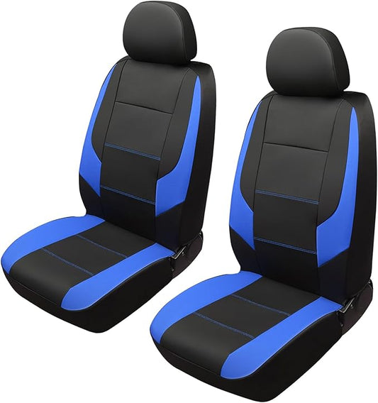 GIANT PANDA Front Car Seat Cover for Jeep, Leather Bucket Seat Covers Custom Fit Jeep Grand Cherokee Wrangler Compass Gladiator Wagoneer Renegade Liberty Patriot (Blue+Black)