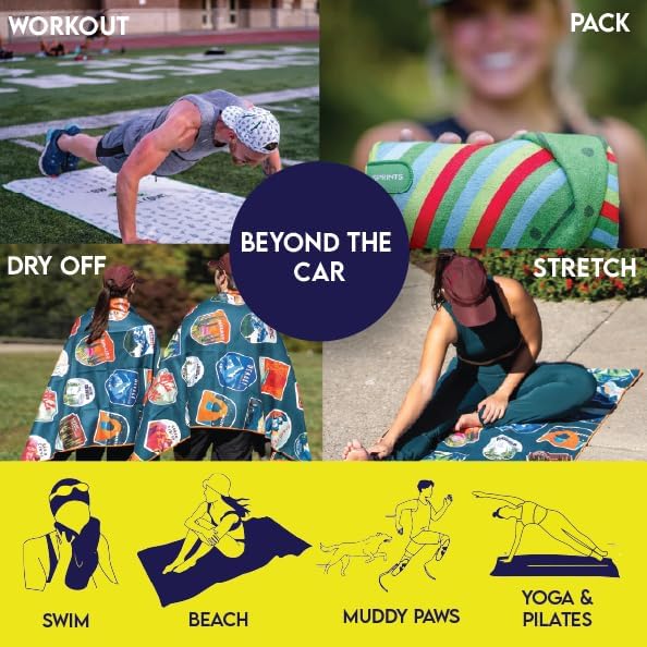 Sprints Athletic Running Towel, Full-Sized, Car Seat Cover - Performance Microfiber (Bohemian Nomad Noises)