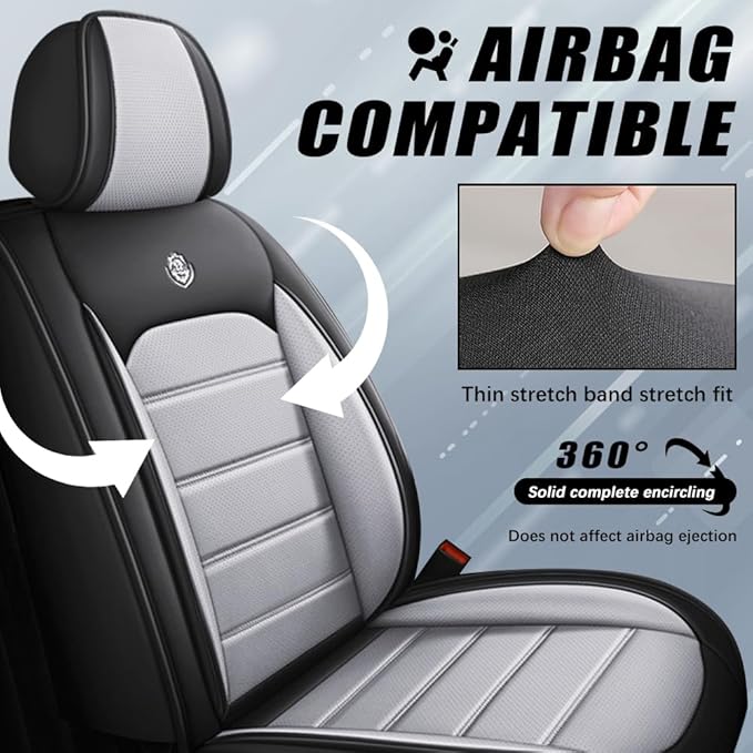 for Toyota Highlander 2006-2026 Seat Covers,Waterproof,Abrasion-Resistant PU Leather 2PCS Front Seat Cover(Black&Gray)