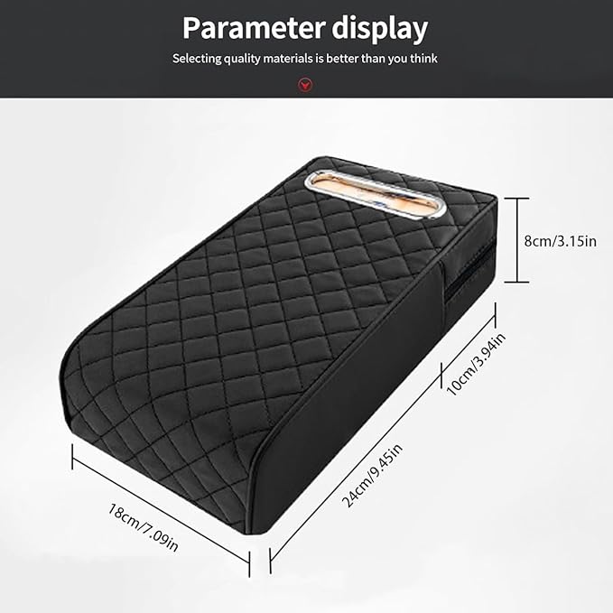 Upgrade Car Console Armrest Pad with Tissue Box,Comfortable Memory Foam Car Armrest Cushion,Premium PU Leather Car Armrest Cover,Universal Car Center Console Pillow,Car Accessories(Black)