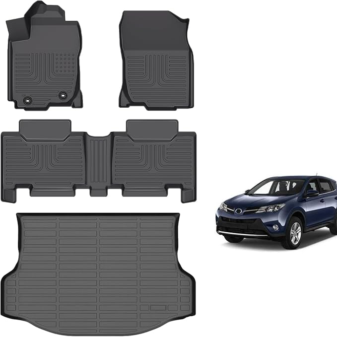 for Toyota RAV4 Floor Mats 2013 2014 2015 2016 2017 2018 (Not for Hybrid or Prime), TPE All Weather Car Floor Cargo Mat for Toyota RAV4 LE/SE/XLE/Limited/Platinum/Adventure,AWD/FWD Accessories