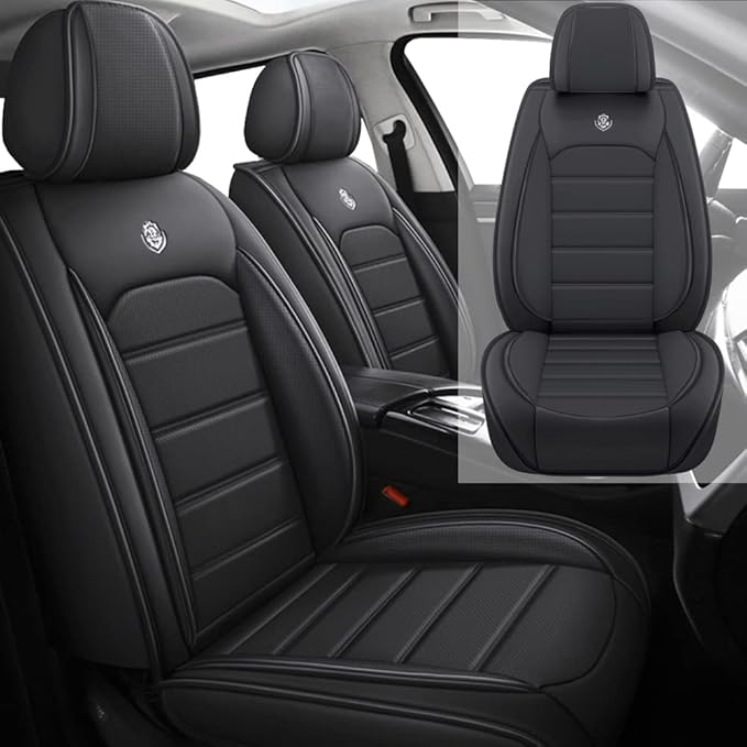Leather Seat Cover for Toyota Corolla 2000-2024,Waterproof Soft Seat Covers,Interior Accessories Seat Covers Cushion Vehicle Protector Airbag Compatible(Classic Black,2PCS Front)