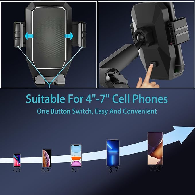 Topsolar Phone Mount for Truck Phone Holder for Truck - Heavy Duty Super Suction Cup, Mobile Device Holder Dashboard Window 16.9 inch Long Arm & Stable, iPhone & Samsung Compatible, Semi Trucker