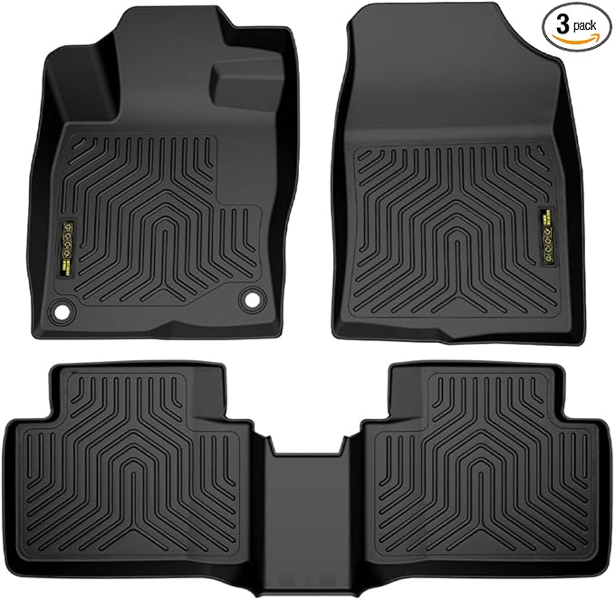 DOTCOM TPE Floor Mats Fit Honda Civic Sedan/Hatchback 4-Door 2016-2021, Fit Honda Civic Coupe 2 Door 2016-2021, 1st & 2nd Row All Weather Protection Floor Liners,alfombras para carro 3PCS