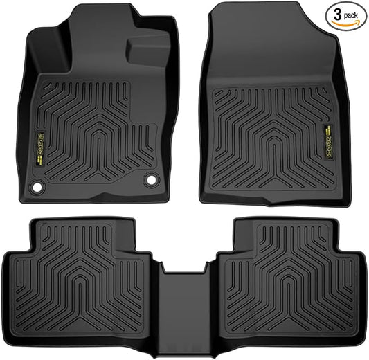 DOTCOM TPE Floor Mats Fit Honda Civic Sedan/Hatchback 4-Door 2016-2021, Fit Honda Civic Coupe 2 Door 2016-2021, 1st & 2nd Row All Weather Protection Floor Liners,alfombras para carro 3PCS