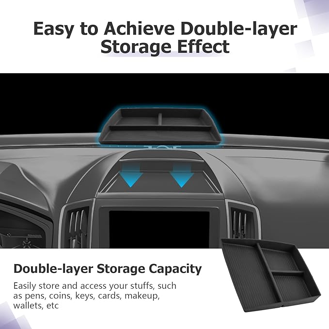 LUWU for 2024 Edge Dashboard Storage Tray - 2021 2022 2023 2024 Ford Edge 12-inch Behind Screen Organizer Center Console Display Box Dash Tray Edge 2024 Accessories (Only for 12" Screen)