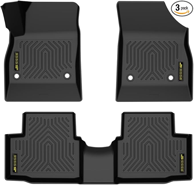 PIT66 Floor Mats Cargo Liners Compatible with Chevy Cruze 2017 1st and 2nd Row All Weather TPE Liner Accessories Black
