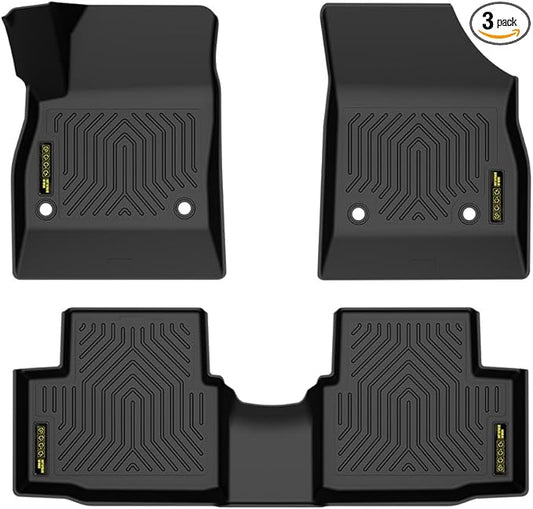 PIT66 Floor Mats Cargo Liners Compatible with Chevy Cruze 2017 1st and 2nd Row All Weather TPE Liner Accessories Black